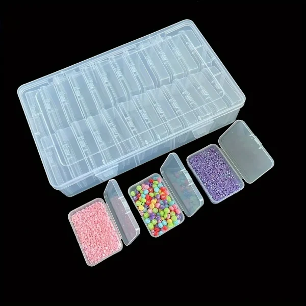 24-Grid Plastic Craft Storage Box Set, Transparent Organizer Case for Jewelry, Beads, Nail Art, and Small Supplies 4