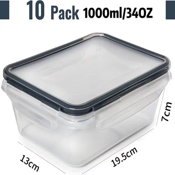10PCS Food Storage Set - Airtight Snap Lid Containers for Meal Prep, Kitchen and Pantry Microwave safe Lunch Box BPA-Free 3