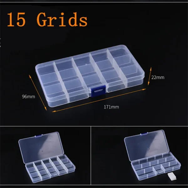 Adjustable 3-36 Grids Compartment Plastic Storage Box Jewelry Earring Bead Screw Holder Case Display Organizer Container 5