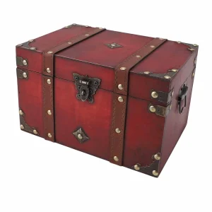 Wooden Treasure Chest Box Decorative Exquisite Vintage Storage Box Container with Lock for Jewelry Earrings Bracelets 1