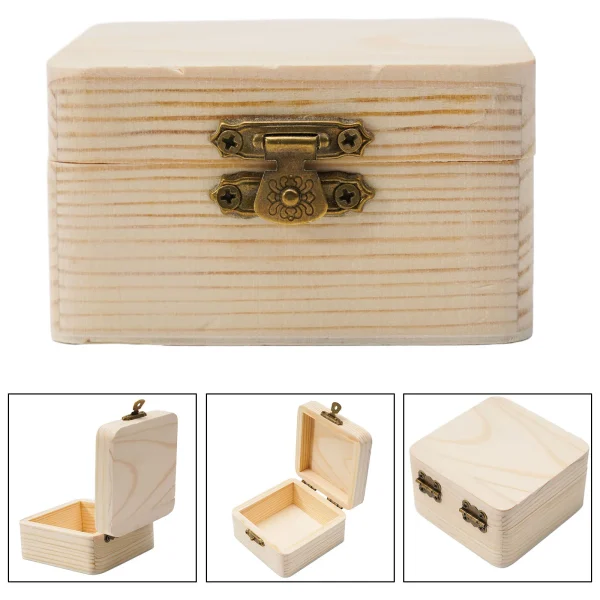 8x8x4.5cm Plain Natural Wooden Packing Box Storage Box Gift Box Wooden Storage Box Home Sundries Storage Box 2