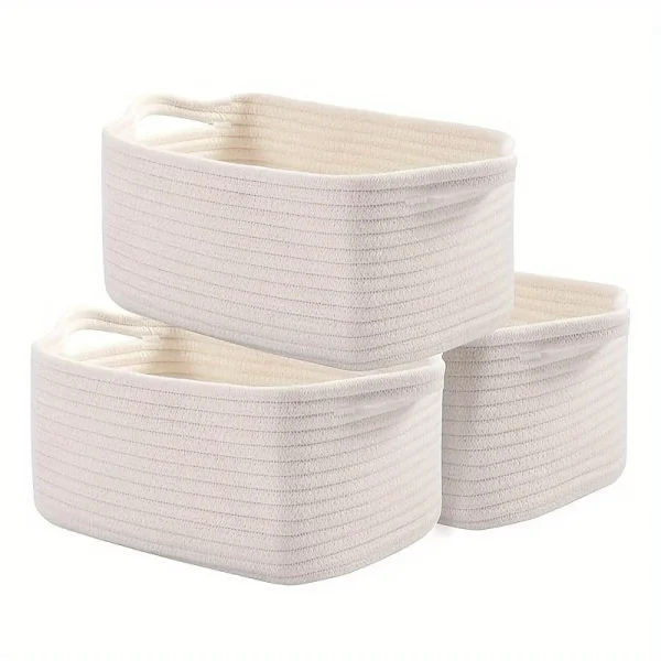 Storage Basket Set of 3  Rectangle Storage Bins  Versatile Toy Storage Organizer Friendly Home Decor Basket 1