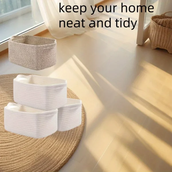 Storage Basket Set of 3  Rectangle Storage Bins  Versatile Toy Storage Organizer Friendly Home Decor Basket 2