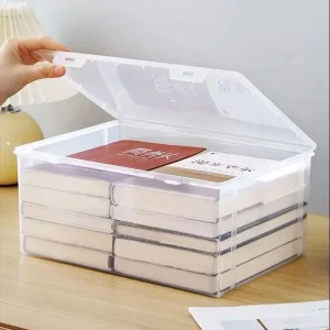 Plastic Storage Box For Office Large Capacity Transparent Paper Storage Case Desktop Storage Organization Document Box 1