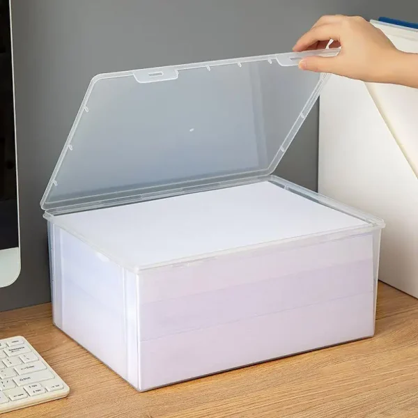 Plastic Storage Box For Office Large Capacity Transparent Paper Storage Case Desktop Storage Organization Document Box 6