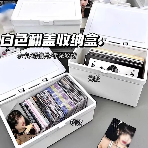 White Storage Box Stackable Sundries Storage Organizer With Cover Dustproof Stationery Storage Case Home Organization Holder 2