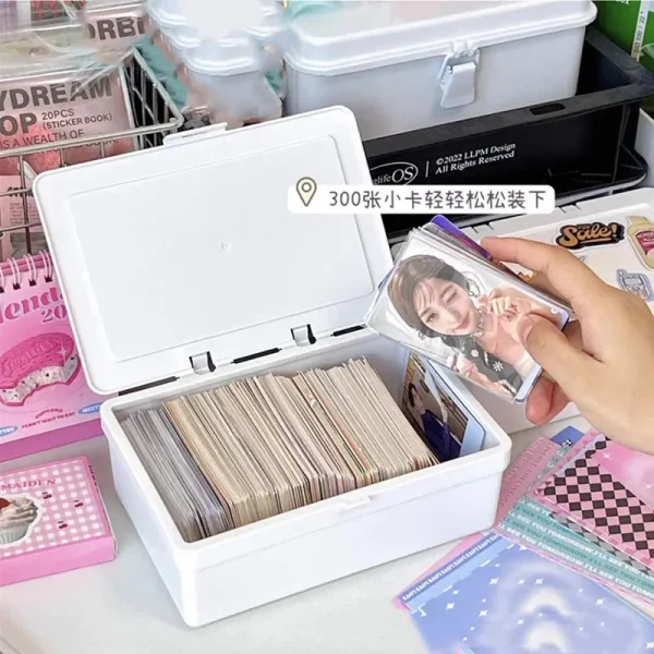 White Storage Box Stackable Sundries Storage Organizer With Cover Dustproof Stationery Storage Case Home Organization Holder 3