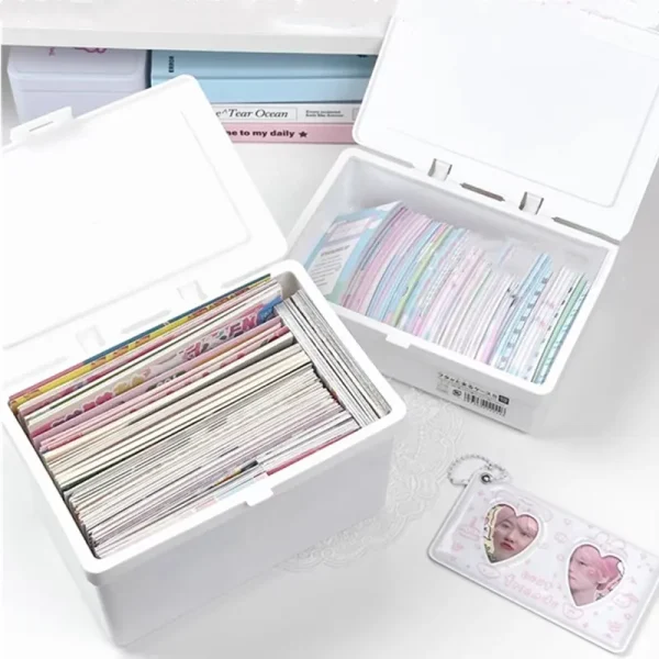 White Storage Box Stackable Sundries Storage Organizer With Cover Dustproof Stationery Storage Case Home Organization Holder 6
