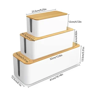 Cable Storage Box Power Strip Case Wooden Power Line Wire Management Organizer Anti-Dust Charger Socket Network Line Storage Bin 1