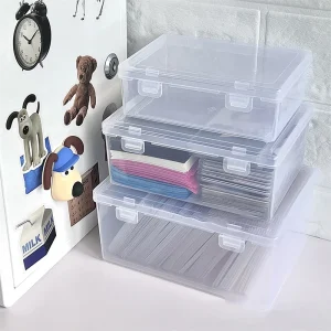 PP Storage Box Transparent Desktop Organizer Large Capacity Stickers Pencil Subpackage Holder Stationery 1