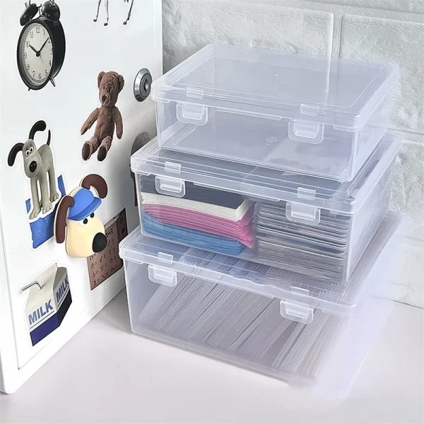 PP Storage Box Transparent Desktop Organizer Large Capacity Stickers Pencil Subpackage Holder Stationery 1