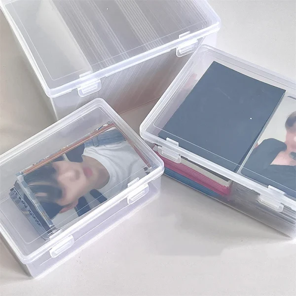 PP Storage Box Transparent Desktop Organizer Large Capacity Stickers Pencil Subpackage Holder Stationery 3