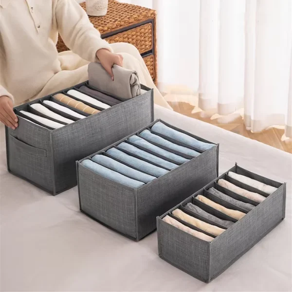 1pc Pants Storage Box, Jeans Divider Storage Box, Wardrobe 9 Grids Storage Basket 1