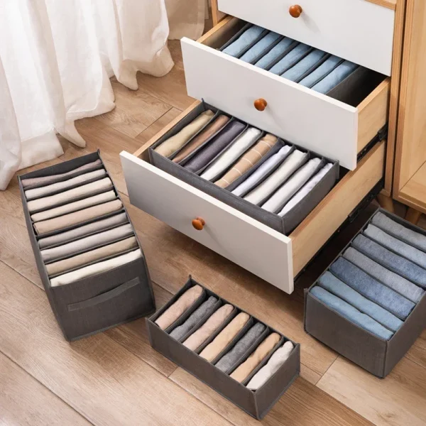 1pc Pants Storage Box, Jeans Divider Storage Box, Wardrobe 9 Grids Storage Basket 4