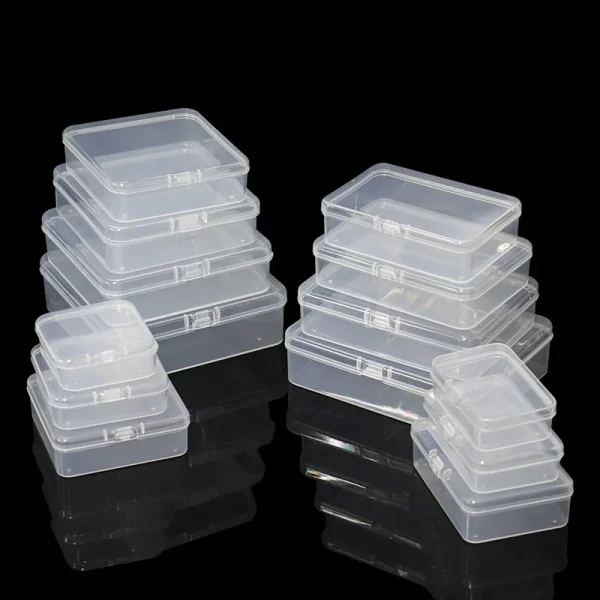 Square PP Plastic Box Rectangular Storage Transparent Flip Cover One-Piece Storage Parts Small Product Jewelry Packaging 2