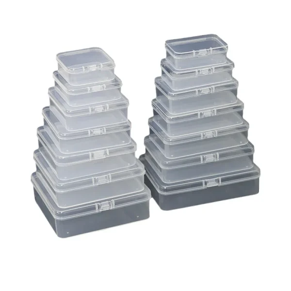 Square PP Plastic Box Rectangular Storage Transparent Flip Cover One-Piece Storage Parts Small Product Jewelry Packaging 3