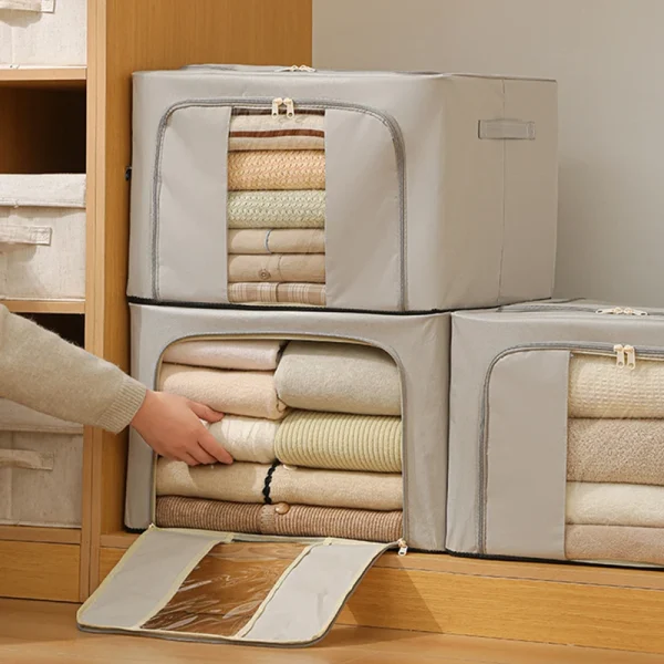 Foldable Large Capacity Clothing Storage Box Single Window Visible Fabric Dustproof Moisture-proof Multi-purpose Storage Box 1