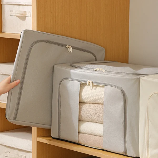 Foldable Large Capacity Clothing Storage Box Single Window Visible Fabric Dustproof Moisture-proof Multi-purpose Storage Box 2