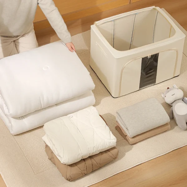 Foldable Large Capacity Clothing Storage Box Single Window Visible Fabric Dustproof Moisture-proof Multi-purpose Storage Box 3