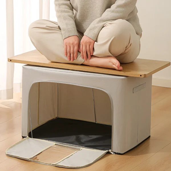 Foldable Large Capacity Clothing Storage Box Single Window Visible Fabric Dustproof Moisture-proof Multi-purpose Storage Box 4