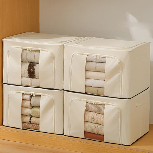 Foldable Large Capacity Clothing Storage Box Single Window Visible Fabric Dustproof Moisture-proof Multi-purpose Storage Box 6