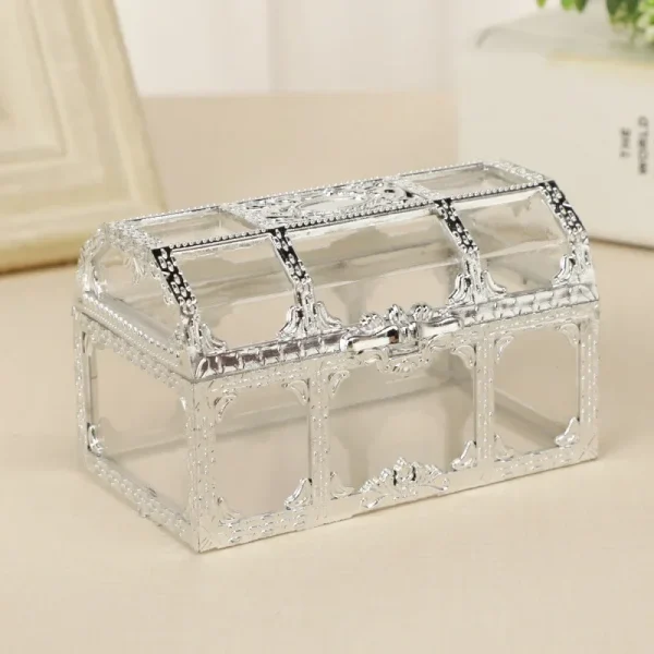Mini Gold/Silver Transparent Jewelry Storage Box Clear Candy Pirate Storage Organizer Vintage Trinket Keepsake Treasure Chest 4