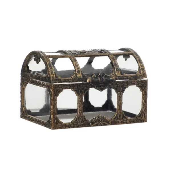 Mini Gold/Silver Transparent Jewelry Storage Box Clear Candy Pirate Storage Organizer Vintage Trinket Keepsake Treasure Chest 6
