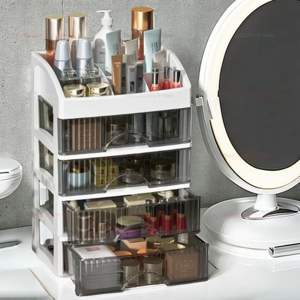 New light luxury desktop storage box drawer cosmetic jewelry dressing table dormitory storage rack multi-layer storage box 1