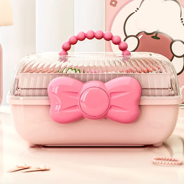 Girl Hair Accessories Storage Box Portable Jewelry Storage Box for Hair Ties Hair Pins Barrette Hair Bows Scrunchies 2