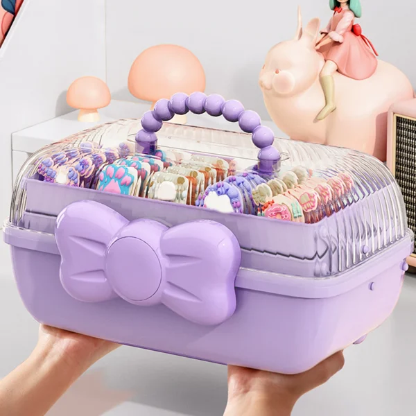 Girl Hair Accessories Storage Box Portable Jewelry Storage Box for Hair Ties Hair Pins Barrette Hair Bows Scrunchies 4