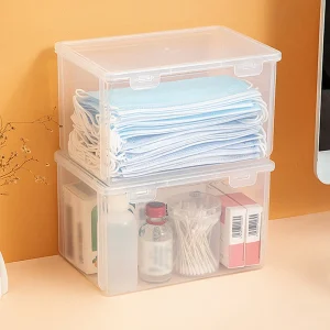 1 Large Capacity Desktop Storage Box, Stackable Clamshell Box, Suitable For Bathroom, Kitchen, Office, Transparent Storage Box 1