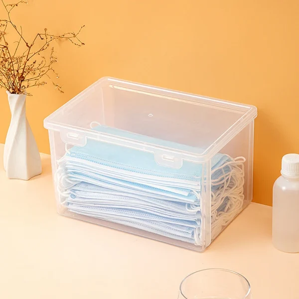 1 Large Capacity Desktop Storage Box, Stackable Clamshell Box, Suitable For Bathroom, Kitchen, Office, Transparent Storage Box 2