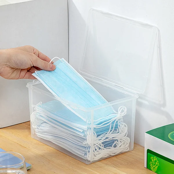 1 Large Capacity Desktop Storage Box, Stackable Clamshell Box, Suitable For Bathroom, Kitchen, Office, Transparent Storage Box 3