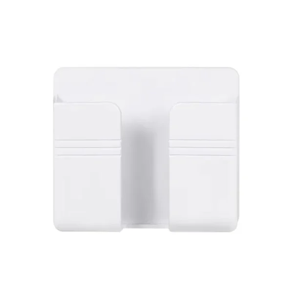 1Pc White Punch Free Wall Mount Phone Plug Holder Mobile Phone Charging Stand Air Conditioner TV Remote Control Storage Box 6