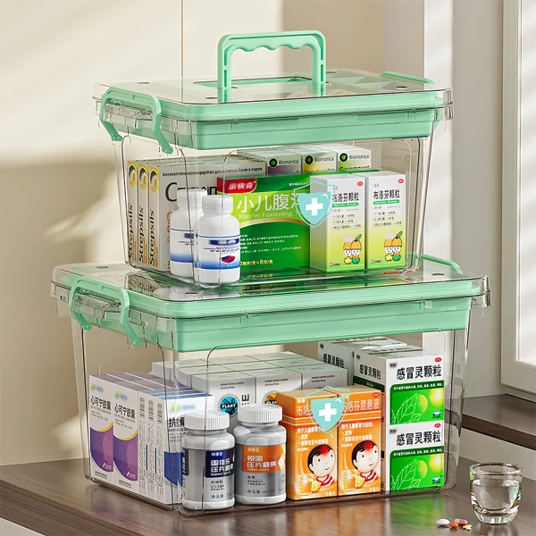 Large Capacity Portable Medicine Box Multi-layer Portable First Aid Medicine Box Medicine Storage Box Transparent Medicine Box 1