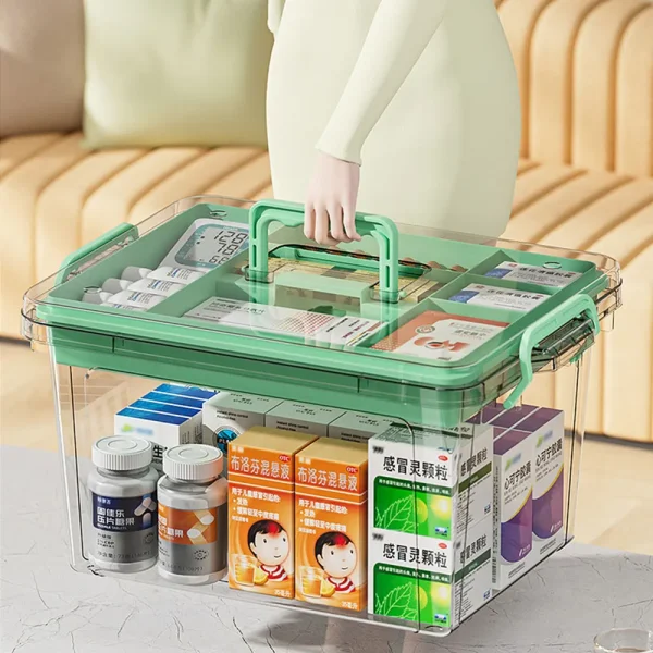 Large Capacity Portable Medicine Box Multi-layer Portable First Aid Medicine Box Medicine Storage Box Transparent Medicine Box 3