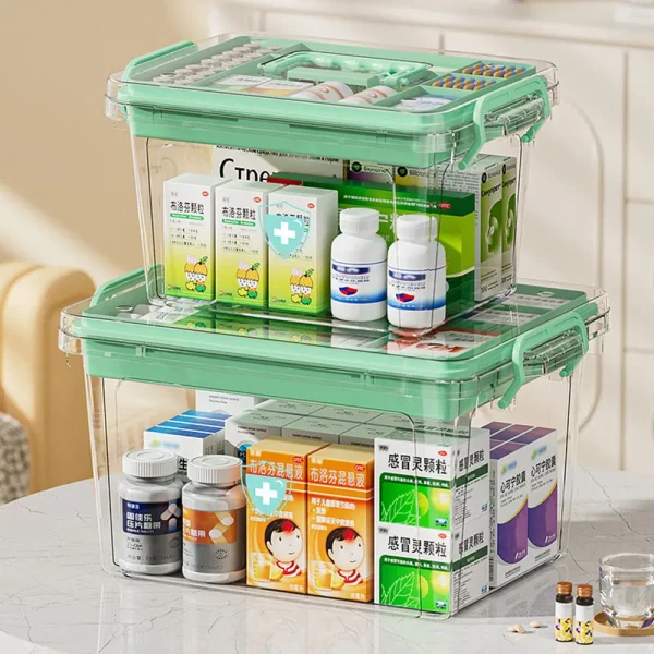 Large Capacity Portable Medicine Box Multi-layer Portable First Aid Medicine Box Medicine Storage Box Transparent Medicine Box 6