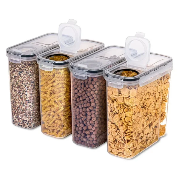 2Liter Airtight Cereal Storage Container Moistureproof Insect Proof Rice Bucket Food Storage Box Plastic Transparent Sealed Tank 1