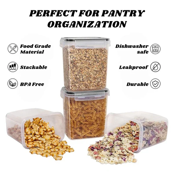 2Liter Airtight Cereal Storage Container Moistureproof Insect Proof Rice Bucket Food Storage Box Plastic Transparent Sealed Tank 2