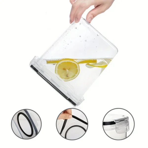 2Liter Airtight Cereal Storage Container Moistureproof Insect Proof Rice Bucket Food Storage Box Plastic Transparent Sealed Tank 4