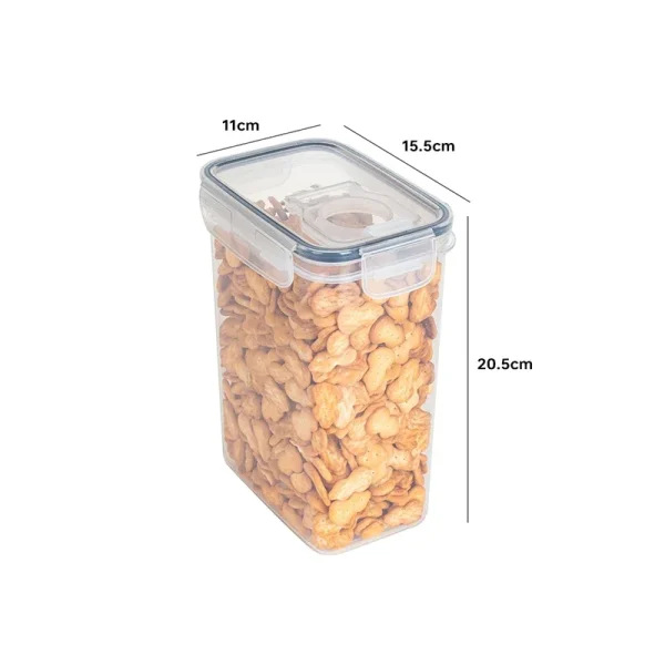 2Liter Airtight Cereal Storage Container Moistureproof Insect Proof Rice Bucket Food Storage Box Plastic Transparent Sealed Tank 5