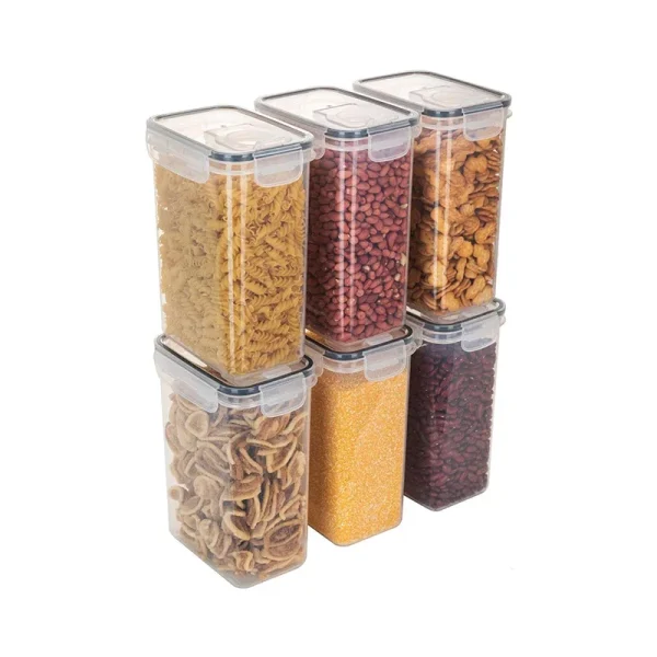 2Liter Airtight Cereal Storage Container Moistureproof Insect Proof Rice Bucket Food Storage Box Plastic Transparent Sealed Tank 6