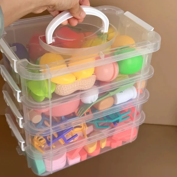4 Layers Stackable Transparent Organizer Box Kids Toys Desk Makeup Jewelry Multi-Tier Plastic Storage School Office Container 1