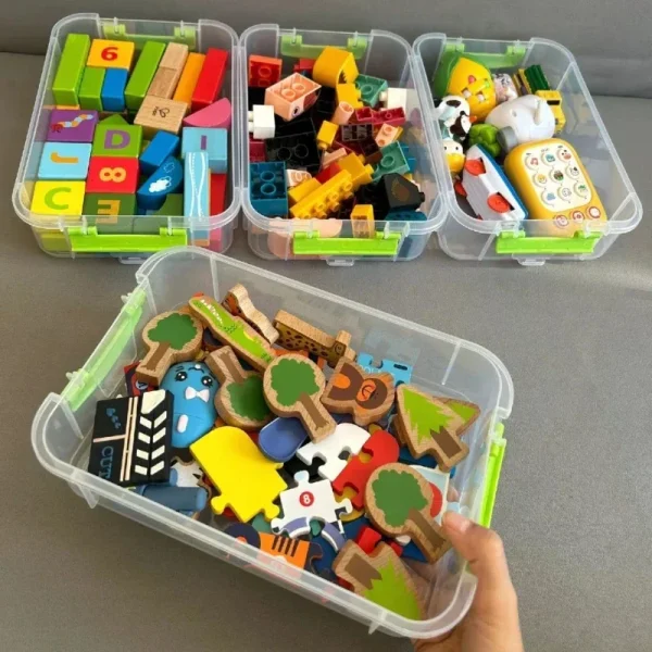 4 Layers Stackable Transparent Organizer Box Kids Toys Desk Makeup Jewelry Multi-Tier Plastic Storage School Office Container 3