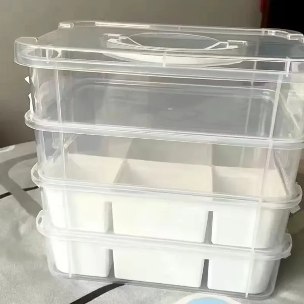 4 Layers Stackable Transparent Organizer Box Kids Toys Desk Makeup Jewelry Multi-Tier Plastic Storage School Office Container 4