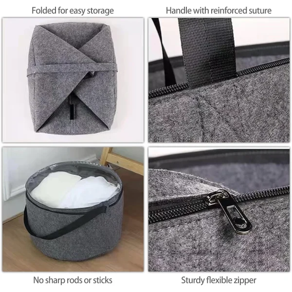 Holder Bag Felt Storage Box Dust Case Household Goods Sundries Storage Hats Bucket Clothes Organizers Large Capacity Travel Bags 4