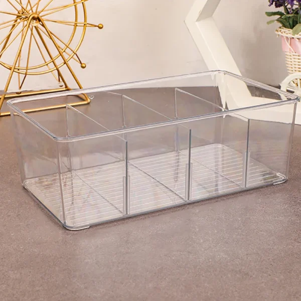 Tea Bag Storage Box Office Multifunctional Storage Box with Lid Acrylic Organizer Coffee Bag Compartment Box 4