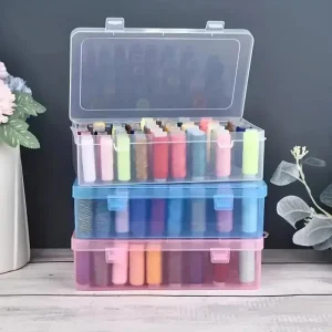 42 Axis Sewing Threads Box Bobbins Storage Case Transparent Needle Spool 24 Grids Organizer Household DIY Sewing Accessories 1