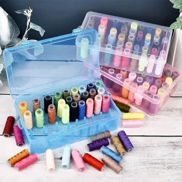 42 Axis Sewing Threads Box Bobbins Storage Case Transparent Needle Spool 24 Grids Organizer Household DIY Sewing Accessories 3