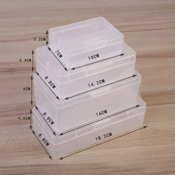 Transparent Rectangular Plastic Storage Box Organizer Stickers Box Desktop Container Washi Tape Stickers Box Art Case Stationery 2